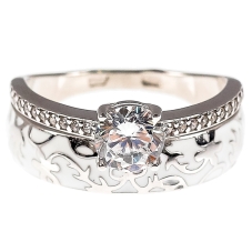 Кольцо серебряное с фианитами и эмалью "Бэль", артикул 1220-1