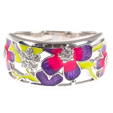 Кольцо серебряное с фианитами "Летний сад", артикул 2126