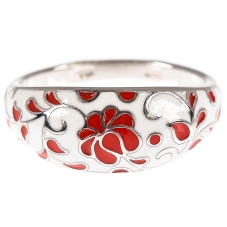 Кольцо серебряное с эмалью "Хохлома", артикул 2123